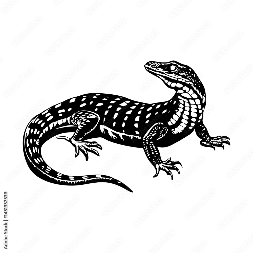 Fototapeta premium Australian lizard illustration in vintage style 