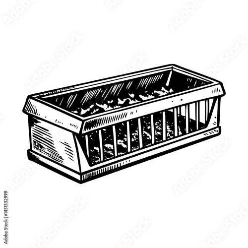 Pig feeder illustration in vintage style 