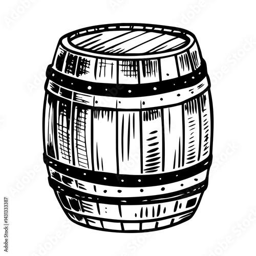 Wooden barrel illustration in vintage style 