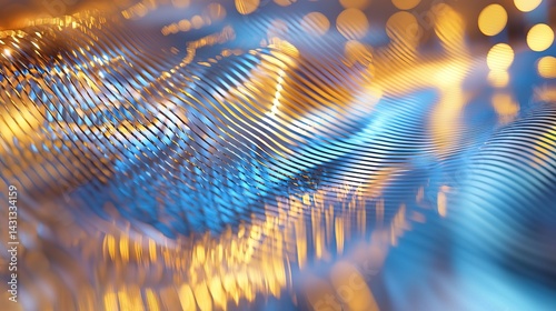 Glossy Light Wave Ripple Background in Golden, Silver, and Champagne Tones