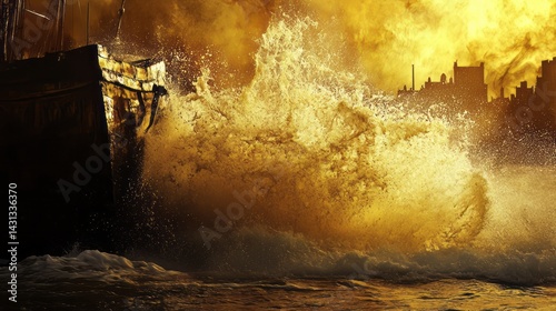 Moonlight Battering Beside Perspective Golden Urban