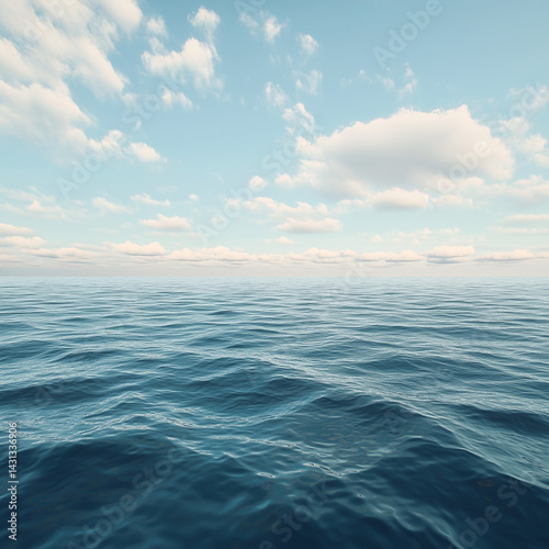 meeting of sea and horizon accompanied by a vast sky above displays captivating beauty of open water and evokes a feeling of liberation 