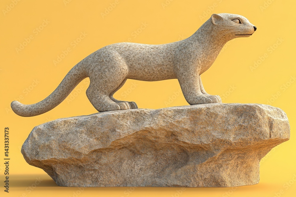 Fototapeta premium Digital rendering of a sculpted animal figure.