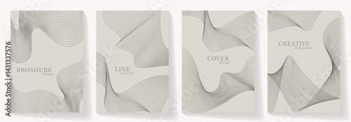 Elegant cover design set with lines. Luxury vector background collection for cover design, invitation, flyer, poster, wedding card, luxe invite, business banner, prestigious voucher, menu.