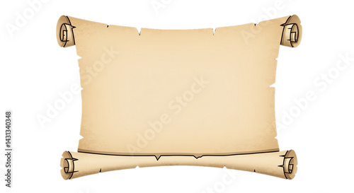 vector illustration open parchment scroll on white background