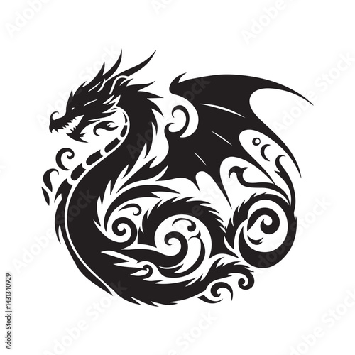 Black Dragon Silhouette Icon