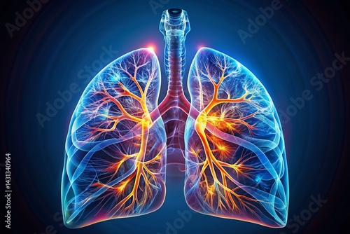 Obraz na płótnie 3D Medical Lung X-Ray: High-Resolution Generative AI Image for Healthcare Professionals w salonie