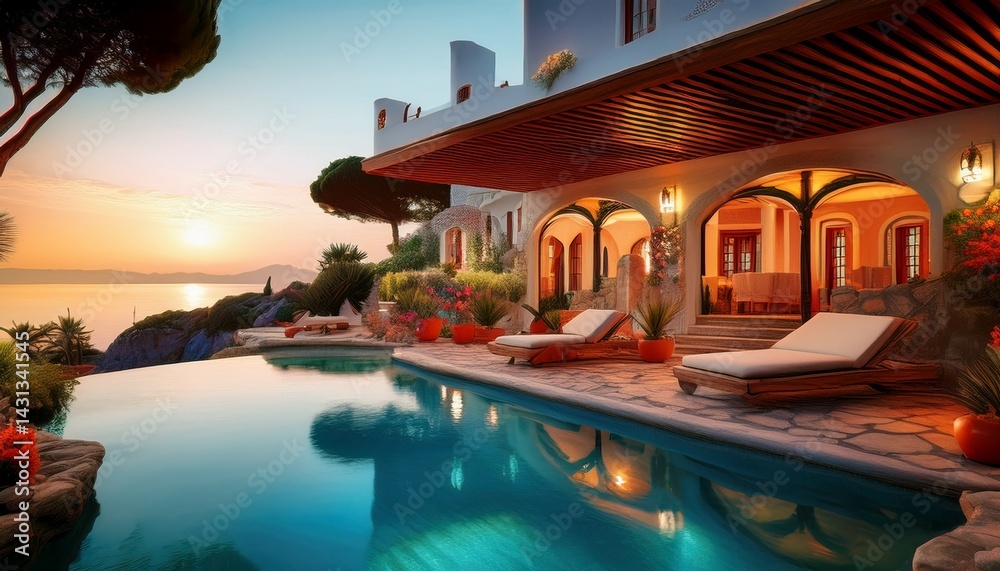 Fototapeta premium Mediteranes Poolhaus