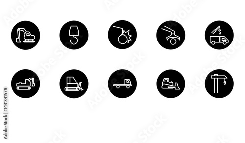 heavy construction equipment icon pack