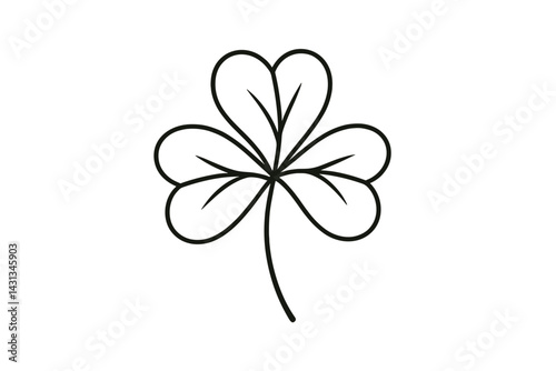 Simple outline of a four-leaf clover icon representing good luck and fortune in various styles