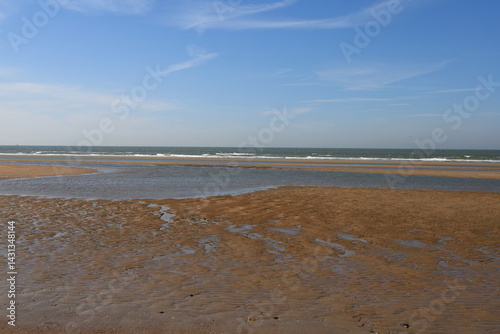Ostend beach located in the province of West Flanders in the Flemish Region of Belgium photo