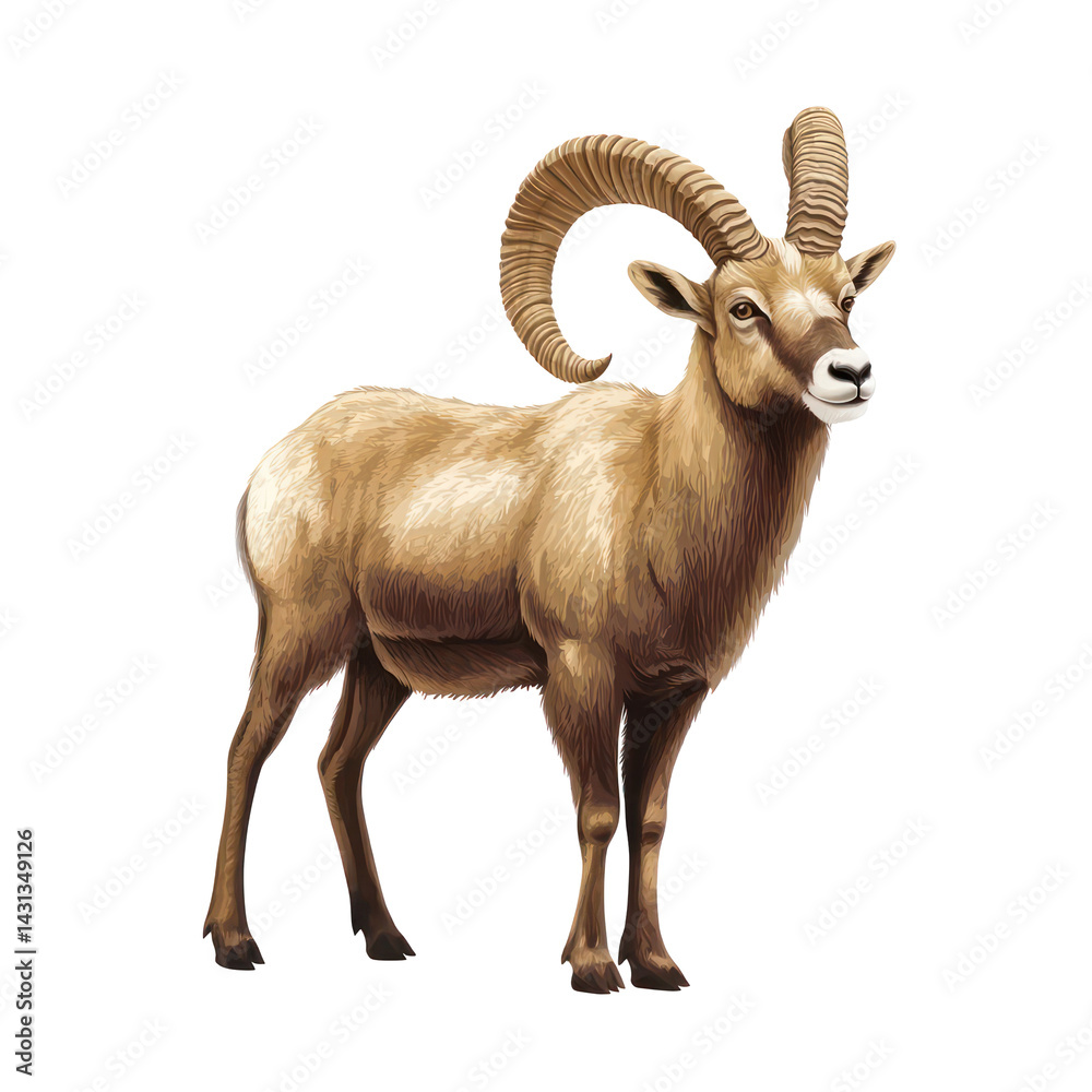 Majestic Bighorn Sheep: A striking depiction of a bighorn sheep showcases its impressive curved horns and robust physique, embodying strength and wilderness in exquisite detail. Majestic Bighorn Sheep: A striking depiction of a bighorn sheep showcases its impressive curved horns and robust physique, embodying strength and wilderness in exquisite detail.