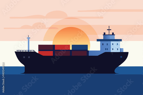 a-large-cargo-ship-floating-across-calm-waters-wit 