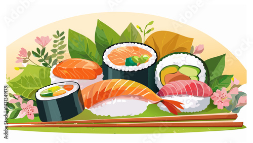 Sushi and Japanese food vector art