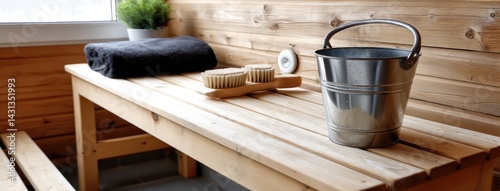 Warm wooden textures and soft lighting create a tranquil atmosphere for relaxation in a wellness center with a steam room