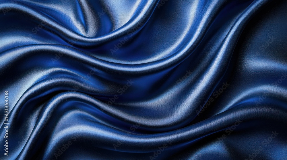 Fototapeta premium Abstract Blue Silk Drapery: Luxurious Texture and Deep Hues