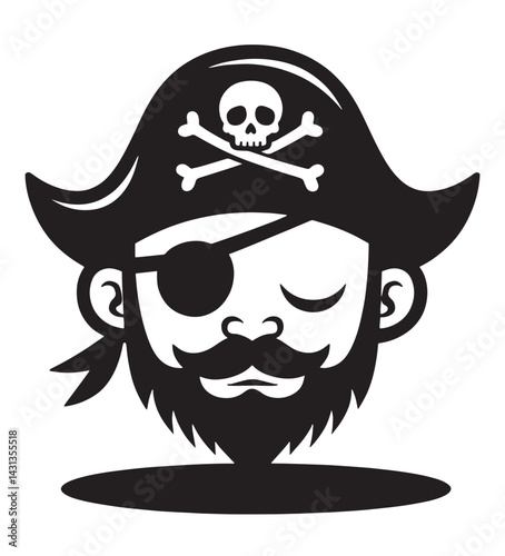 Pirate Character Illustration with Skull and Crossbones  