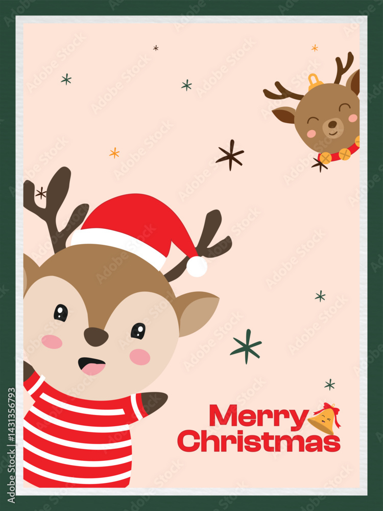 Naklejka premium CHRISTMAS REINDEER POSTER 1