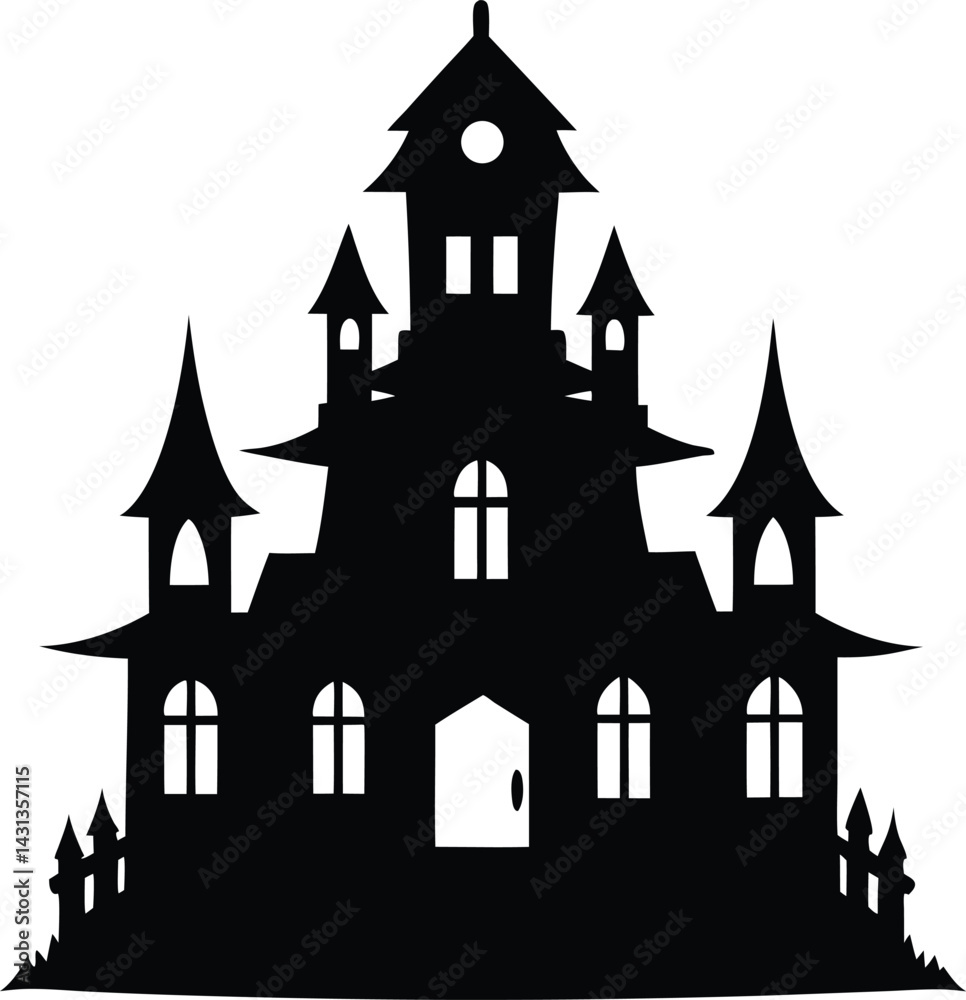 Haunted house icon black silhouette vector illustration on transparent background Haunted house icon black silhouette vector illustration on transparent background