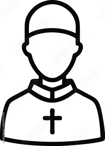 Catholic priest icon. Flat illustration of catholic priest vector icon for web design