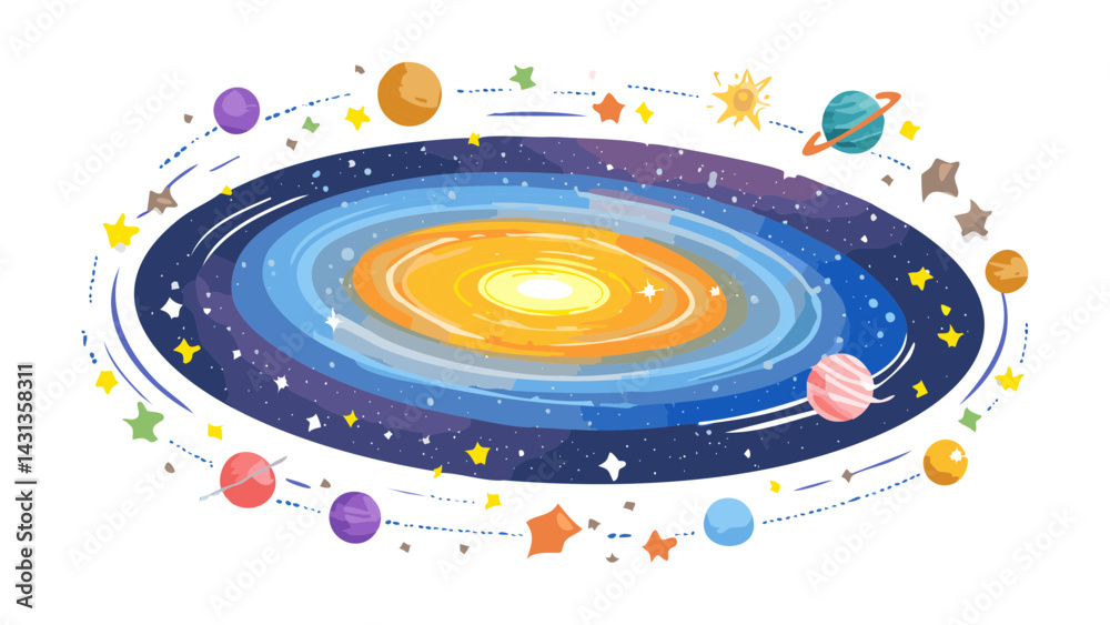 Obraz premium Vectorized galaxy and cosmic art