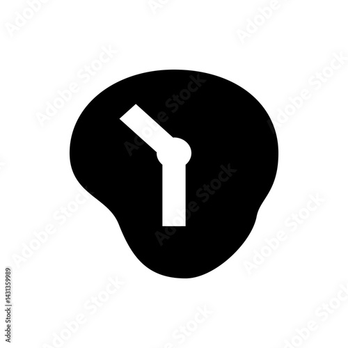 Clock icon showing time with black background and white hands indicating hours and minutes on the dial face