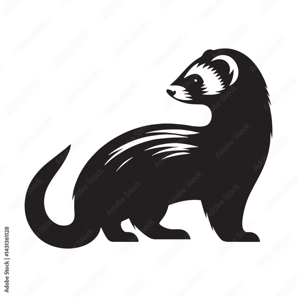 Obraz premium Balanced ferret icon silhouette vector aligned for symmetry and clean use – ferret silhouette – ferret vector – ferret illustration – silhouette of ferret – ferret icon