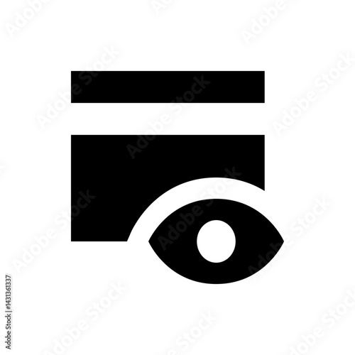 A stylized eye icon with a horizontal bar above the eye in a simple black and white illustration style