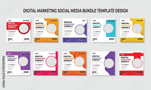 Digital Marketing Agency Social Media design bundle set 