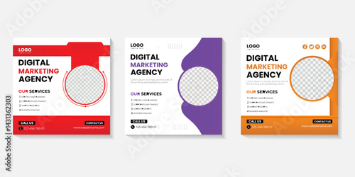 Digital Marketing Agency Social Media design bundle set 