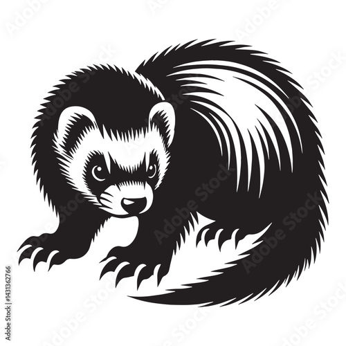 Flat graphic ferret vector illustration with minimal silhouette presentation – ferret silhouette – ferret vector – ferret illustration – silhouette of ferret – ferret icon

