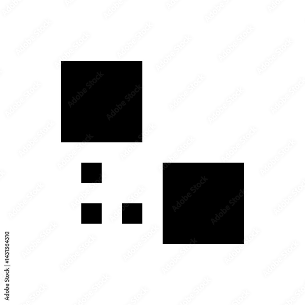 Arrangement of black squares of varying sizes on a white background creating a minimalist composition art Arrangement of black squares of varying sizes on a white background creating a minimalist composition art