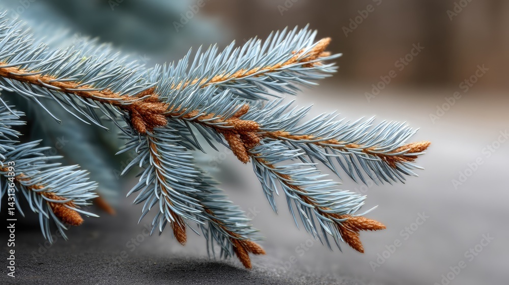 Close-up view of blue spruce branches showcasing vibrant foliage under natural light in a tranquil outdoor environment