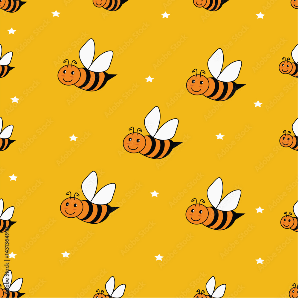 Fototapeta premium cute-bee-seamless-pattern-background2.eps