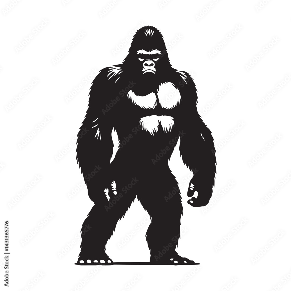 Monochrome gorilla vector design using minimal silhouette structure – gorilla silhouette – gorilla vector – gorilla illustration – silhouette of gorilla – gorilla icon

