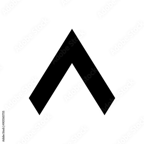 A simple black chevron pointing upwards on a white background creating a minimalist directional indicator icon