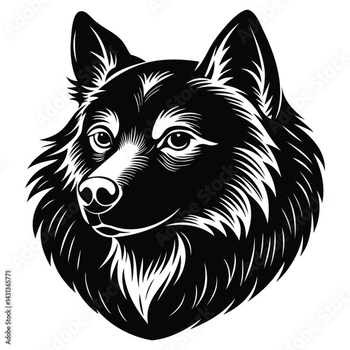 Finnish Spitz Dog Head Silhouette Vector Art