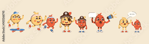 A playful group of animated characters showcasing diverse activities and expressions, perfect for children's content or lighthearted promotional materials.