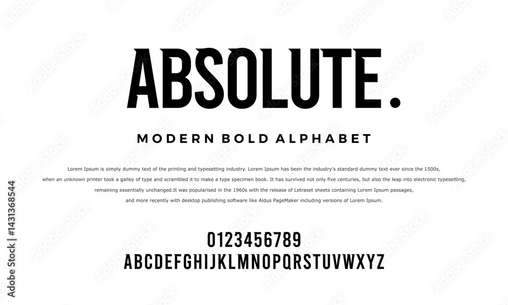Obraz premium Absolute Alphabet is a font with a minimalis font,modern style,White Background with Typoghrapy and good Alphabet, Vector Illustration