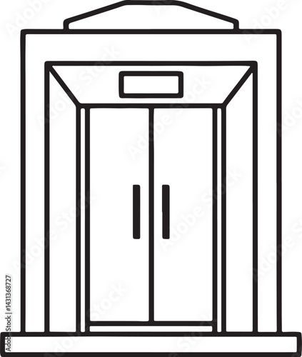 elevator line art, black outline, vector and illustration, coloring book page line art drawing