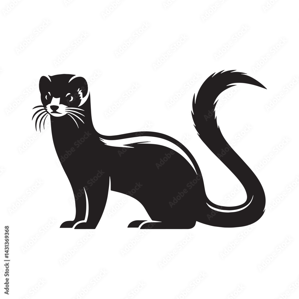 Obraz premium Balanced weasel silhouette vector illustration designed for brand use – weasel silhouette – weasel vector – weasel illustration – silhouette of weasel – weasel icon