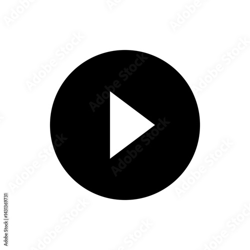 A black circle containing a white right pointing triangle in the center indicating the play button icon