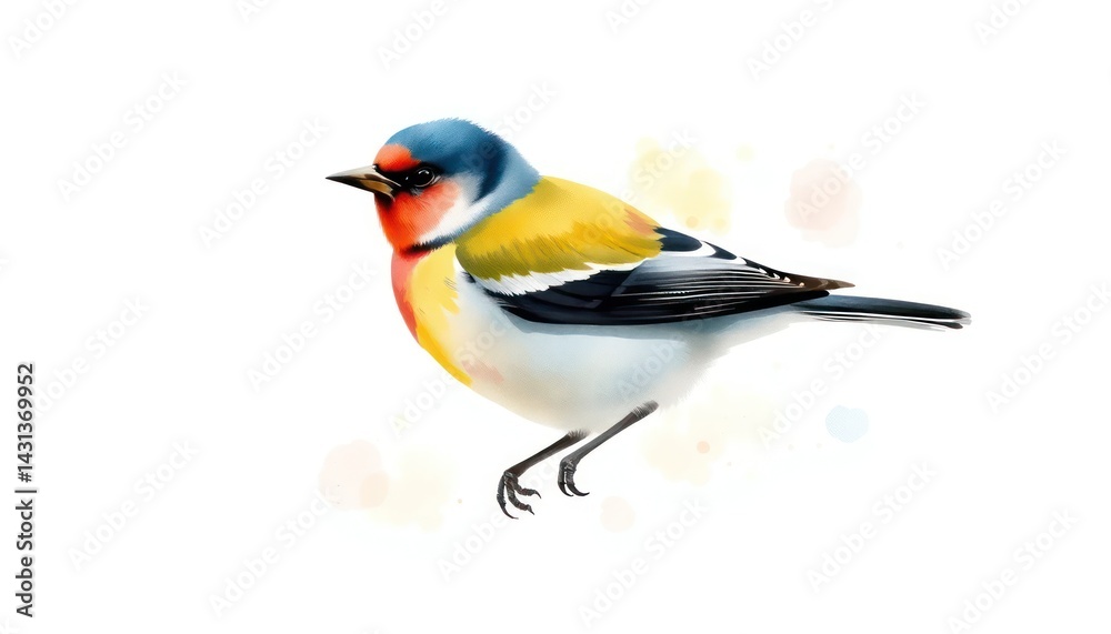 Obraz premium Colorful bird illustration, soft watercolor style