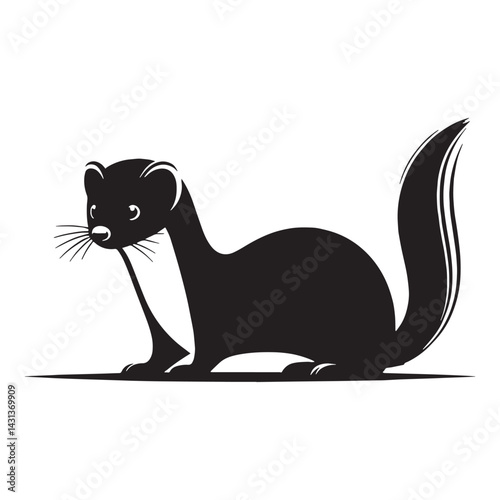 Creative weasel vector silhouette design ideal for minimalist branding – weasel silhouette – weasel vector – weasel illustration – silhouette of weasel – weasel icon

