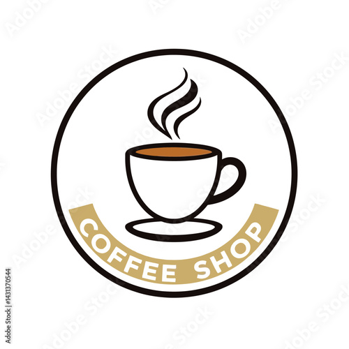 Coffee shop logo design template vector illustration with cup and steam for cafe branding identity