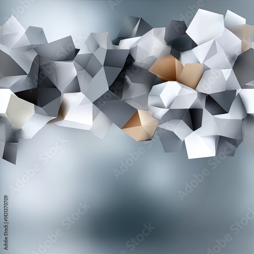Obraz na płótnie Low-poly gray geometric shapes create an abstract background, perfect for modern presentations or design projects with space for text SEAMLESS PATTERN w salonie