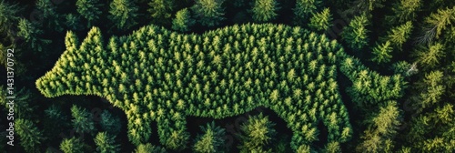 Obraz na płótnie Treetops Form Animal Shape in Lush Forest, Showcasing Natures Creativity and Connection With Wildlife Generative AI w salonie