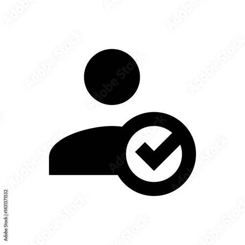 Person icon with a check mark inside a circle indicating a verified or completed profile status design