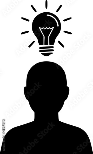 Brain Activity Human Silhouette Light Bulb Moment Vector Illustration Design
