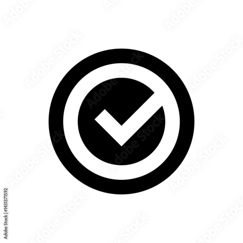 A white check mark inside a white circle with a black background providing a clear visual confirmation